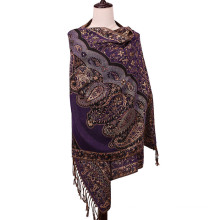 Echarpe d&#39;épaule féminine Pashmina Écharpe à la mode de motif de fleurs unies